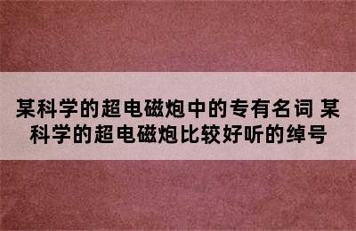 某科学的超电磁炮中的专有名词 某科学的超电磁炮比较好听的绰号